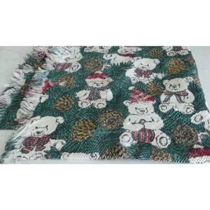Texture Woven Printed Bear Cotton Throw Jubilee Cute Christmas Blanket 44x54